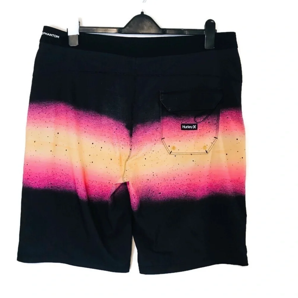 Hurley Phantom Ray Stretch Boardshorts Swim Trunks Shorts Black Pink Men’s 34